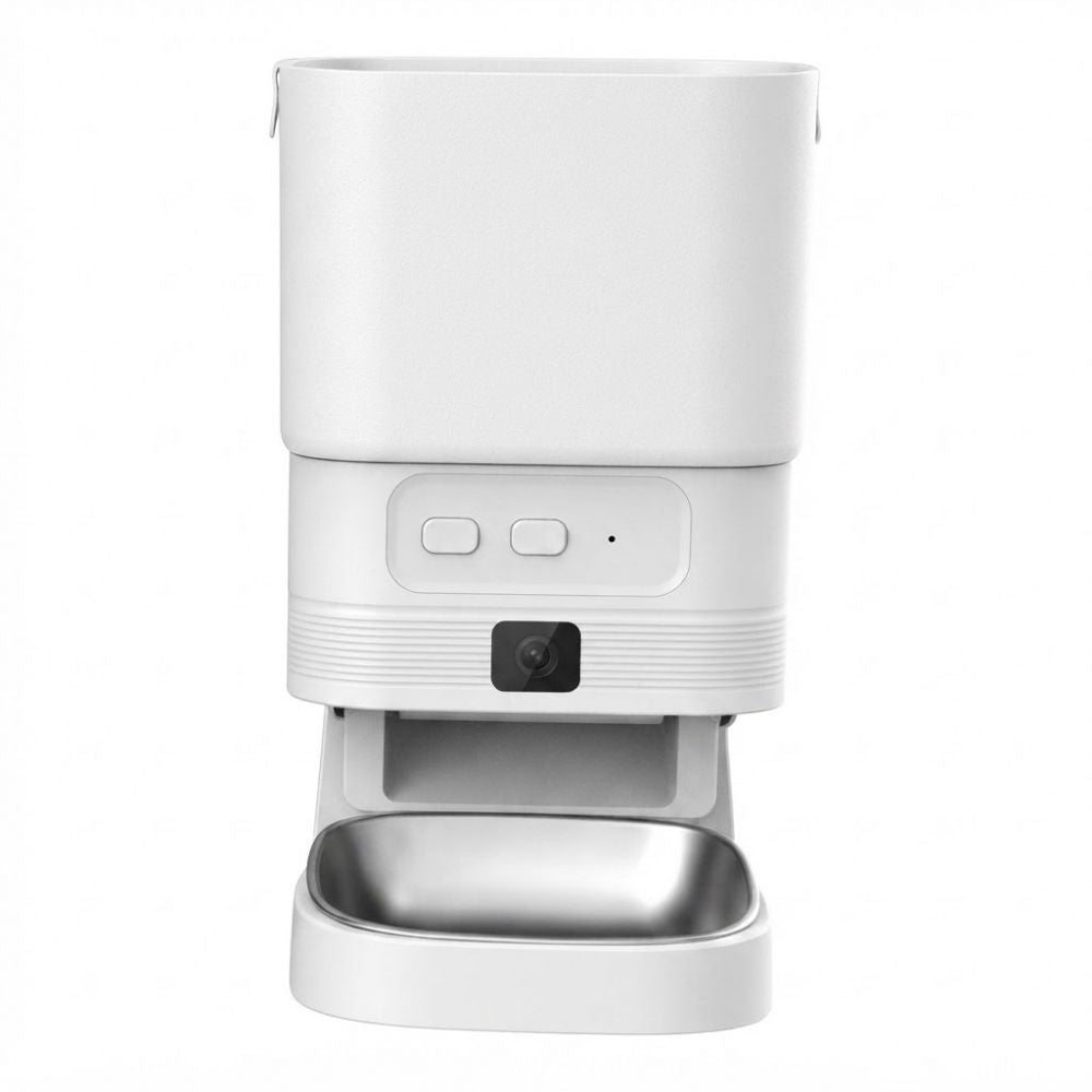 Alimentador automático para mascotas SATE XR-05 de 4 litros con cámara, color blanco