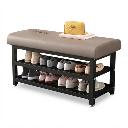 Zapatero banqueta 3 niveles Waco A65-002HS 80x30x49 cm sobre fondo blanco