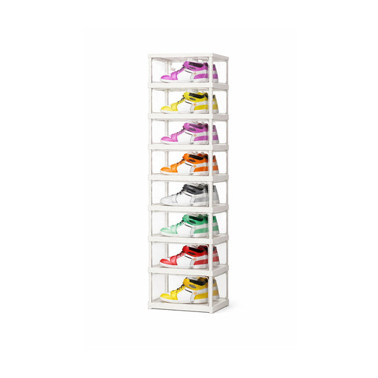 Zapatero Plegable SATE N-601T8 8 Niveles Compacto Transparente sobre fondo blanco